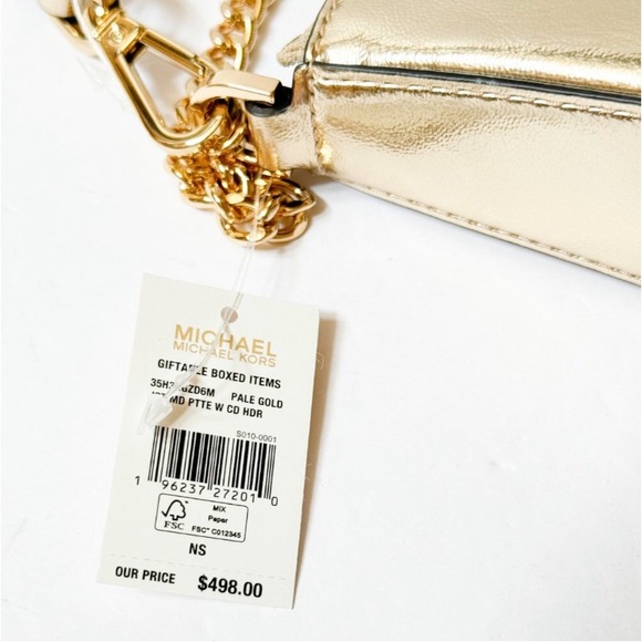 Michael Kors Gold Jet Set Medium Shoulder Crossbody Bag + Credit Card Wallet - Picture 7 of 11